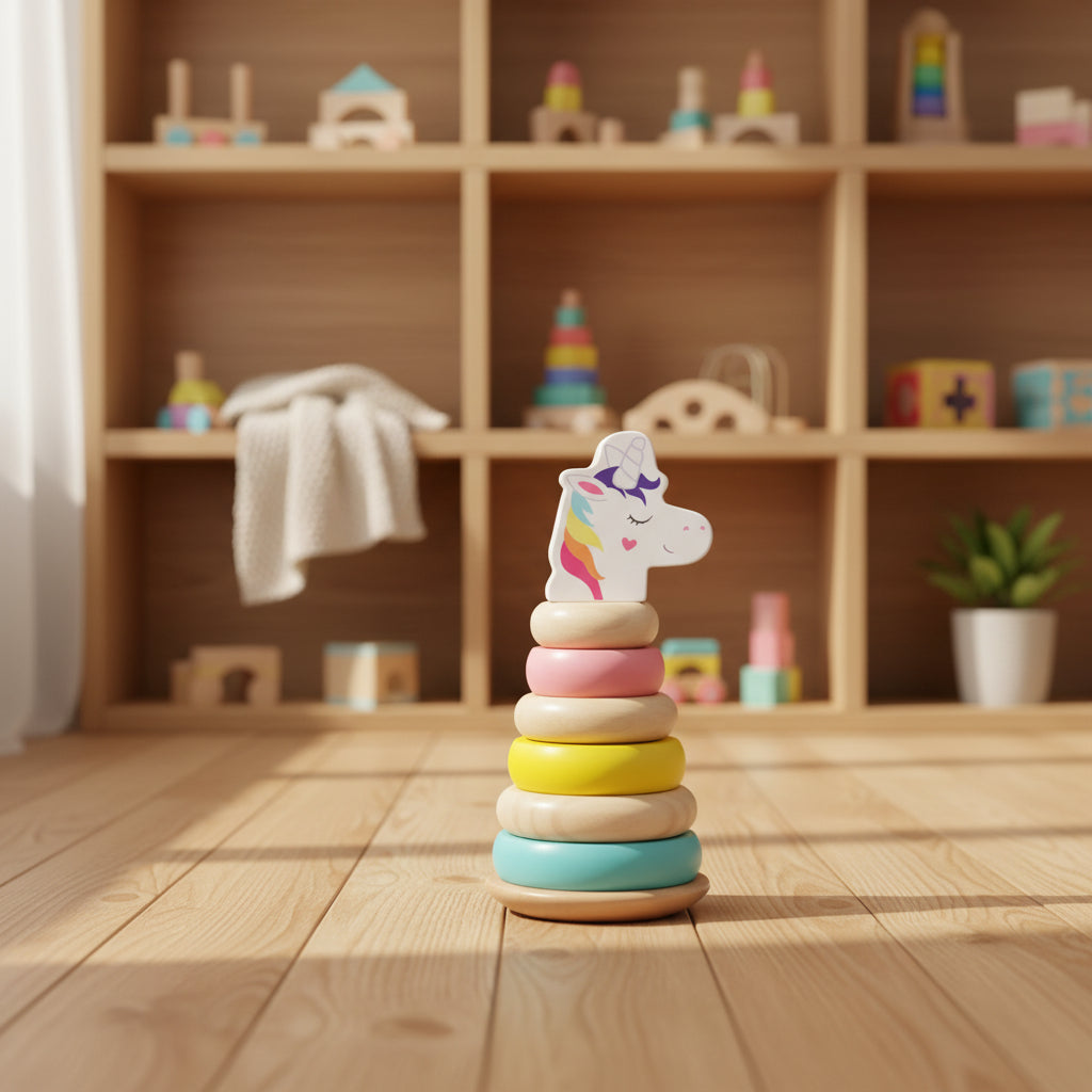WOODEN PLAY TOYS RAINBOW TOWER