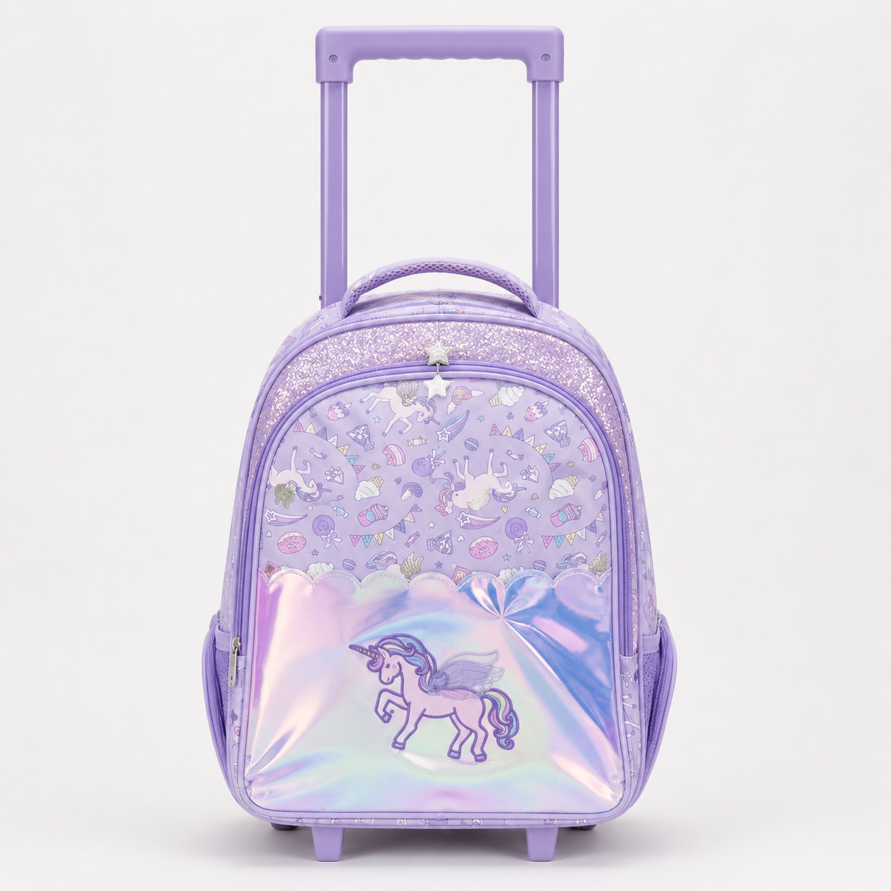Lavender Unicorn Kids Trolley School Bag