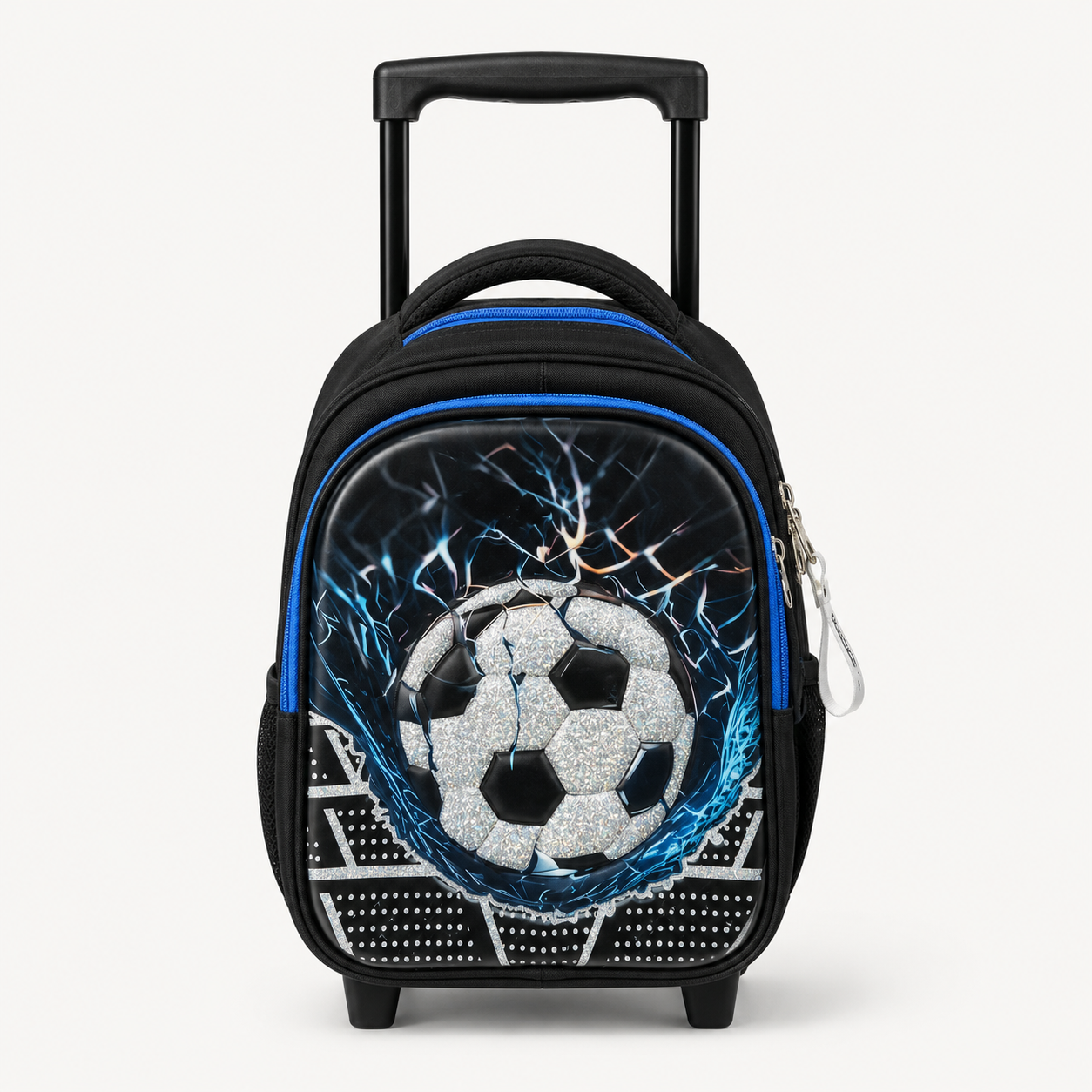 Soccer Lightning Kids Trolley School Bag - Black & Blue