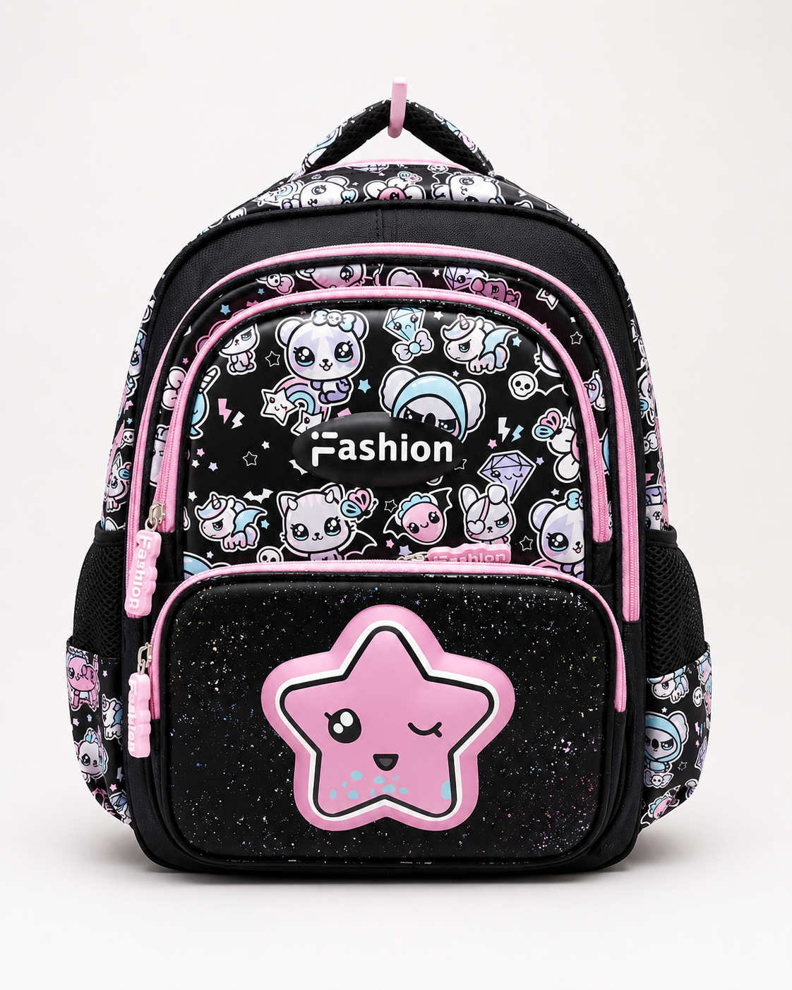 Kawaii Star Black & Pink Girls School Backpack