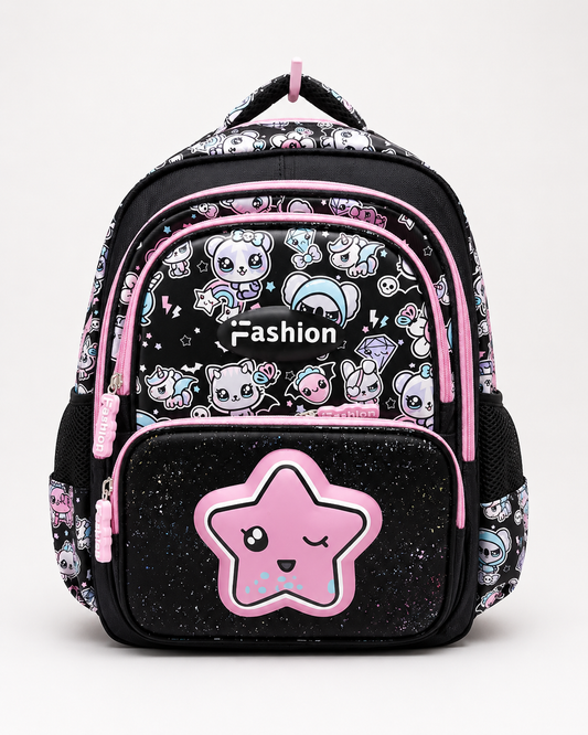 Kawaii Star Black & Pink Girls School Backpack