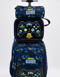 Gaming Theme Kids Trolley School Bag – Navy Blue
