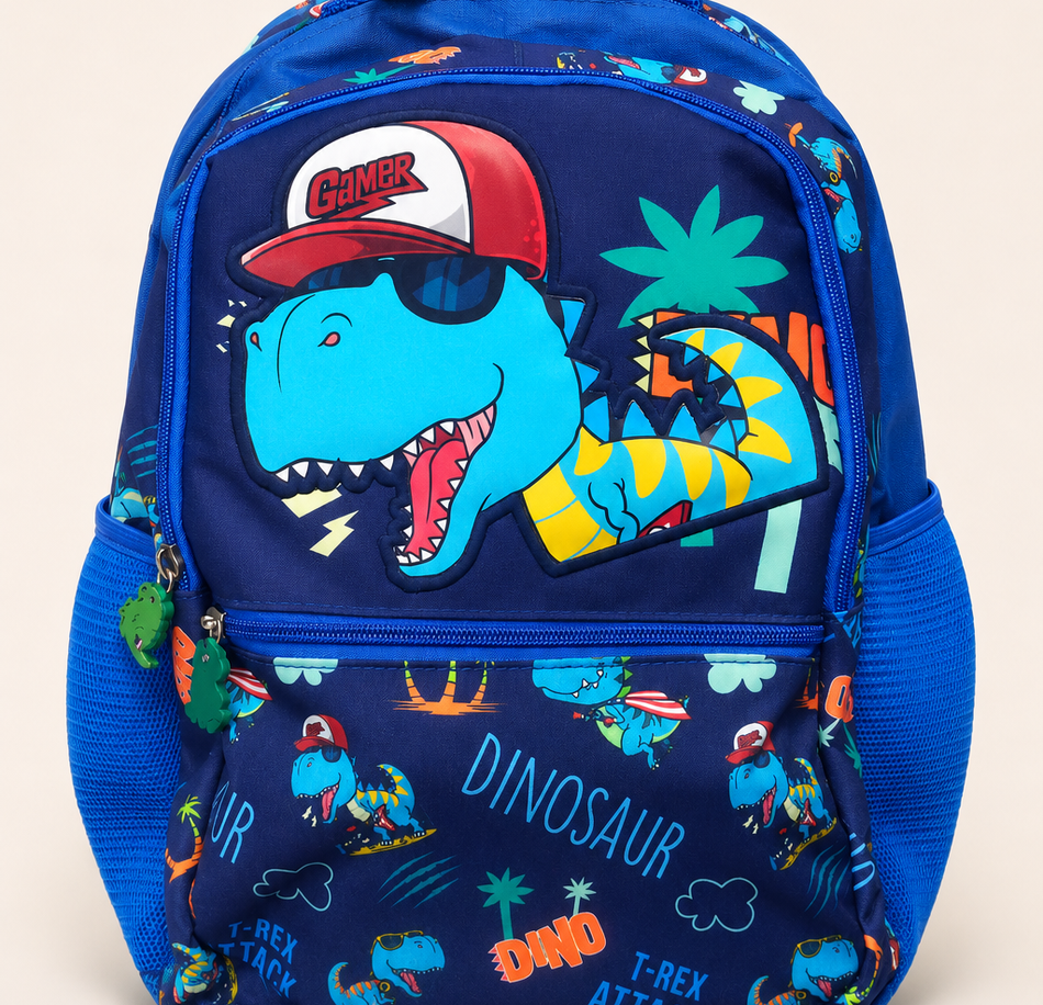 Gamer Dinosaur Kids School Backpack – Blue available at Aryans Toys Pakistan
