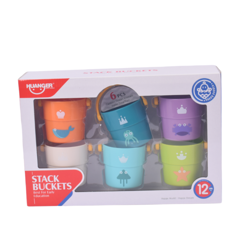 COLOURFUL STACKING BUCKETS GAME