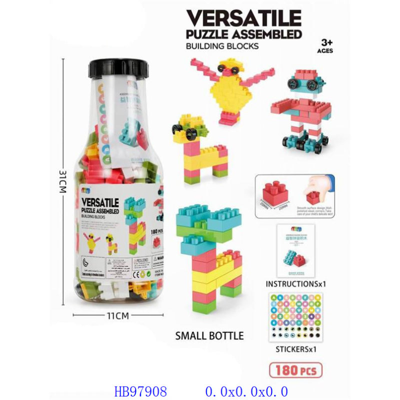 VERSATILE PUZZLE BLOCK IN BOTTLE 180PCS SMALL