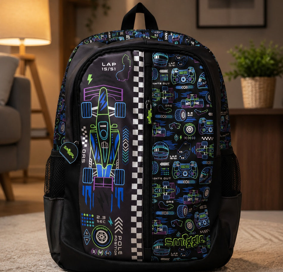 Smiggle Racing Graphic Kids Backpack