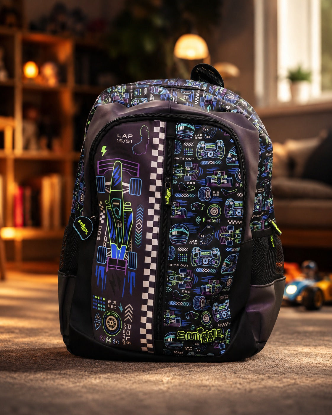 Smiggle Racing Graphic Kids Backpack