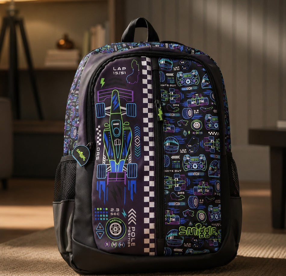 Smiggle Racing Graphic Kids Backpack