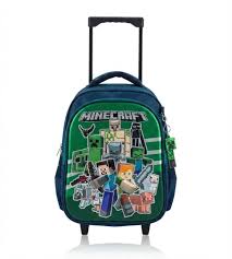Minecraft Kids Trolley School Bag – Green & Navy