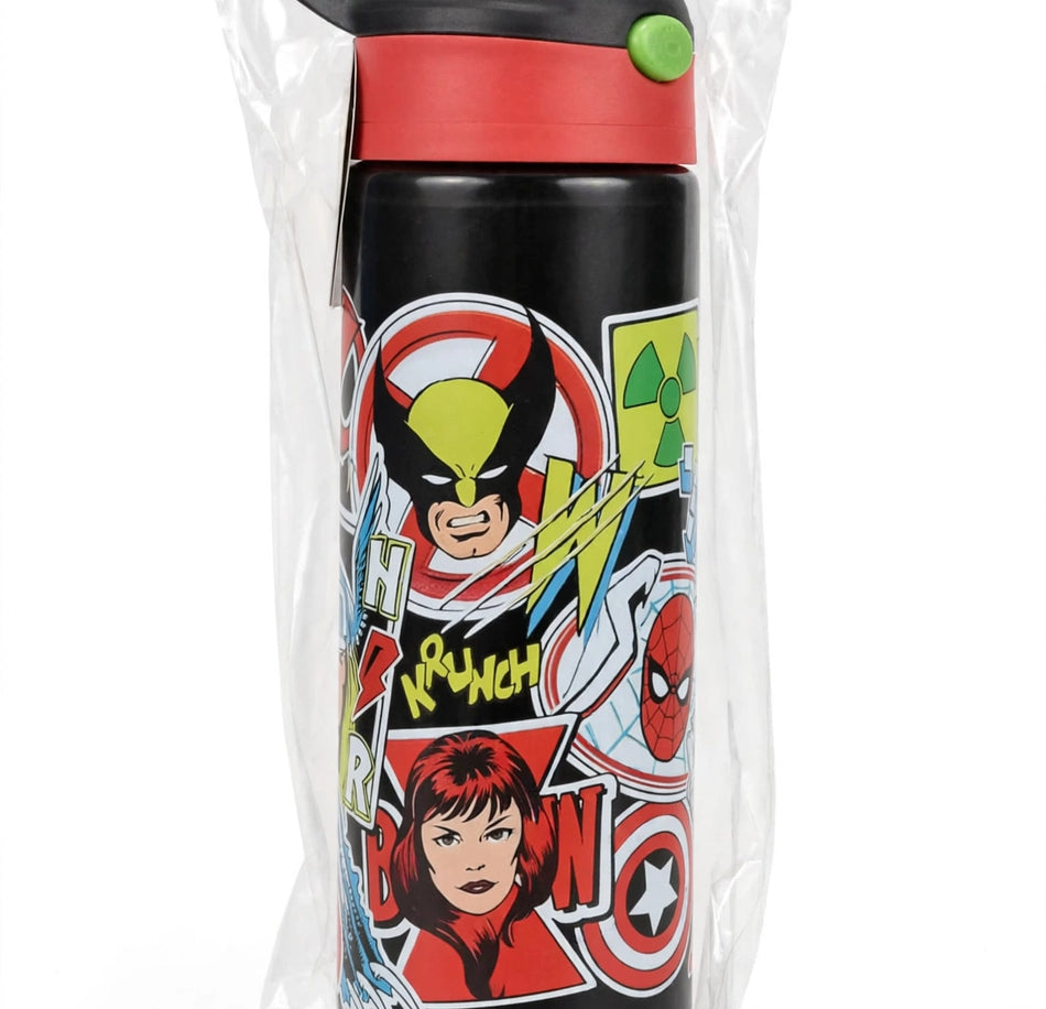 marvel avengers kids water bottle - black & red