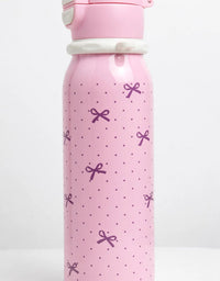 pink bow kids water bottle - pink & white
