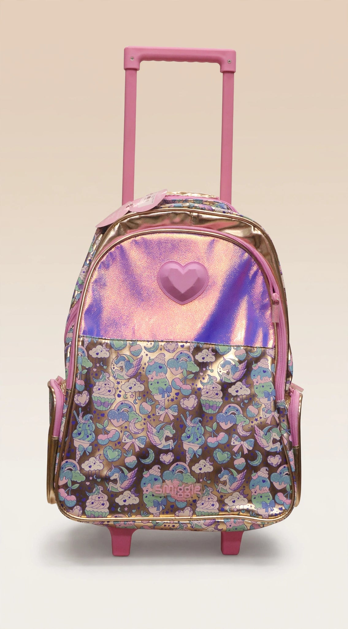 Pink & Gold Heart Trolley Bag
