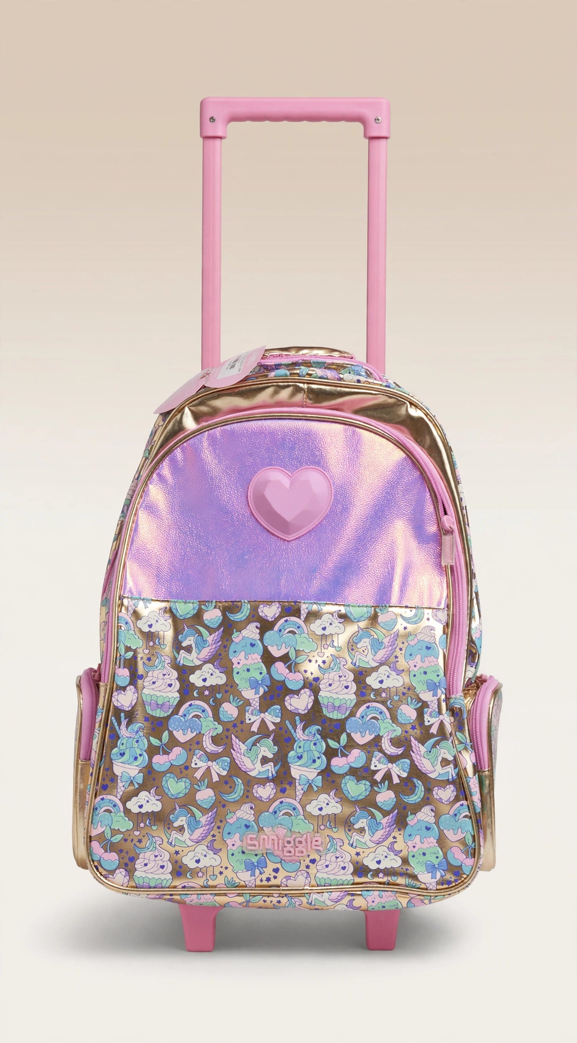 Pink & Gold Heart Trolley Bag