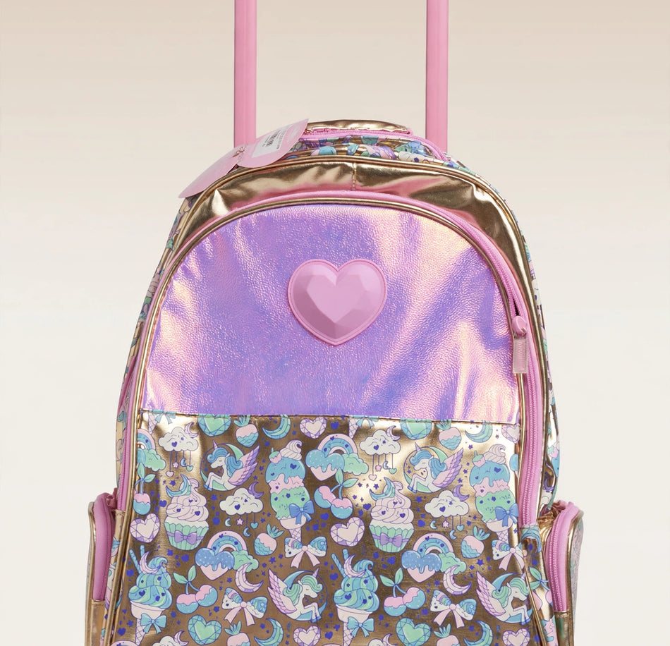 Pink & Gold Heart Trolley Bag