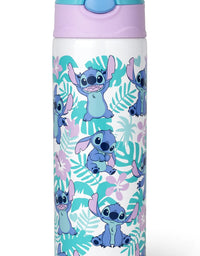 disney stitch tropical kids water bottle - pink & teal - alternate view
