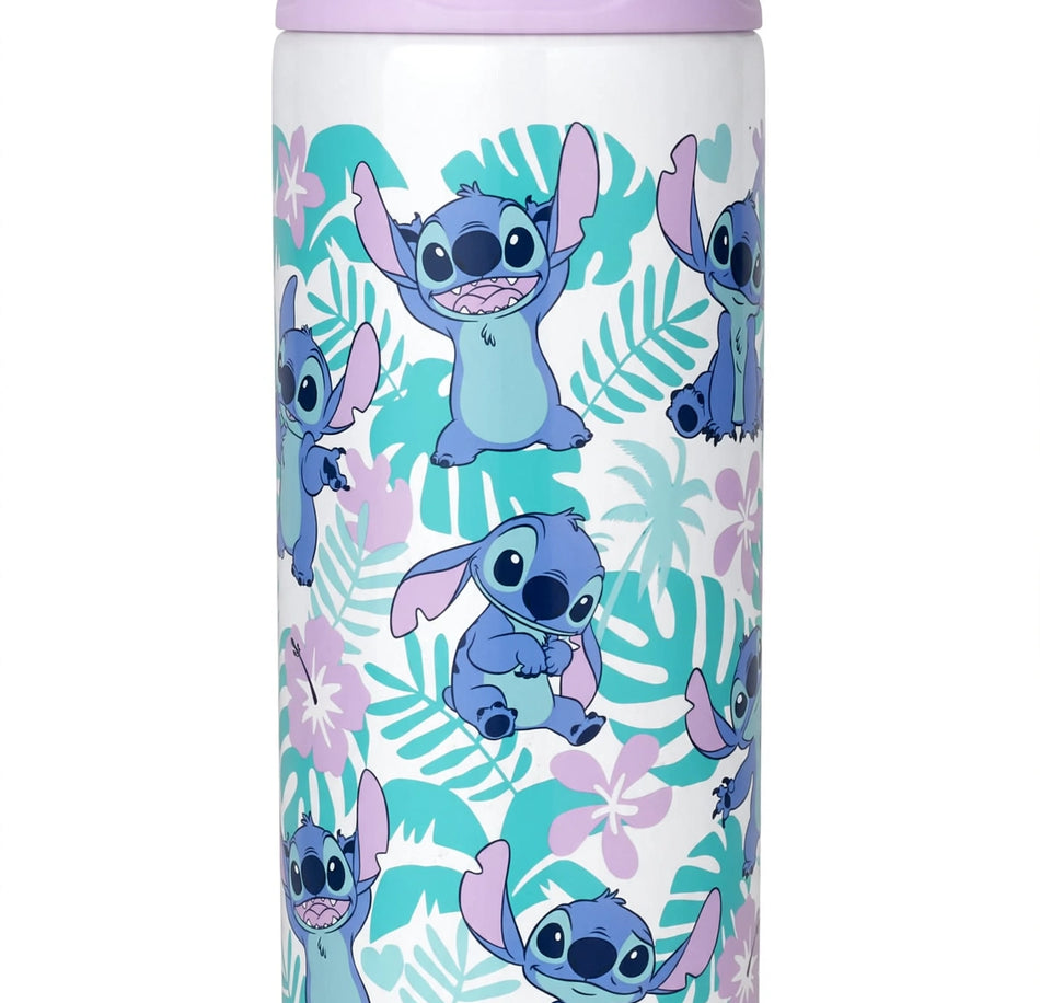 disney stitch tropical kids water bottle - pink & teal - alternate view