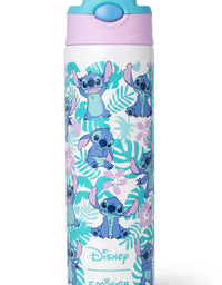 disney stitch tropical kids water bottle - pink & teal
